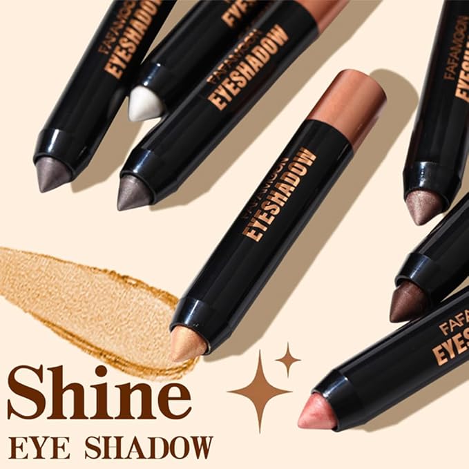 3Pcs Monochrome Cream Shimmer Glitter Eyeshadow Pencil Stick for Women, Eye Shadow Eyeliner Pencil Sticks Makeup, sombras para ojos, Waterproof, Vegan & Cruelty-Free, (03+05+07, 3Pcs)