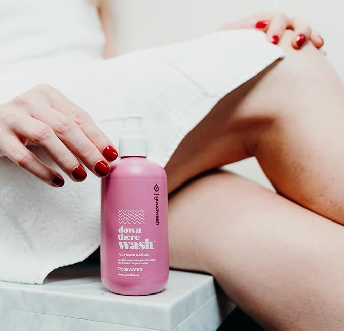 Down There Wash Aloe-Based Intimate Cleanser, pH-Balanced with Calendula and Sage, Rosewater Scent, 8.5oz