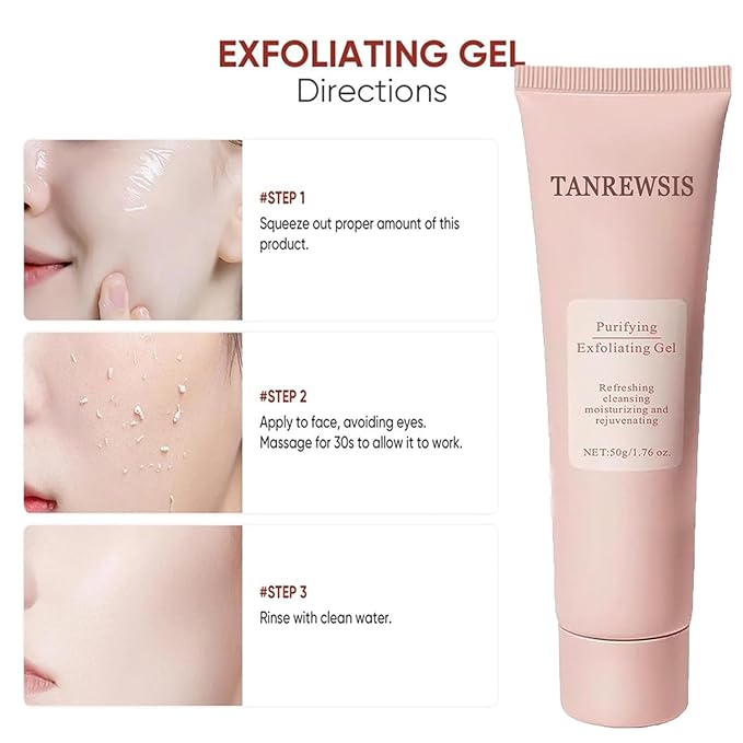 Exfoliating Gel, Exfoliate Glow Purifying Exfoliating Gel for Dark Spot Remover Facial Exfoliator Cleanser, Deep Cleansing Facial Cleanser Scrub for All Skin Types (1pcs)