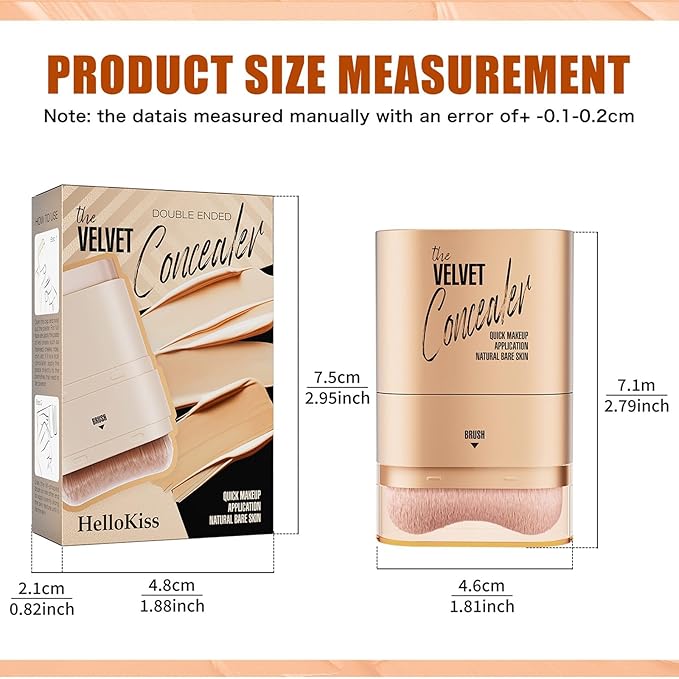 Double-ended Concealer Stick Foundation Stick with Built-in Soft Brush and Natural Finish Concealer Foundation Sticks for Multi-Use Face Makeup (#130 Soft Sand)