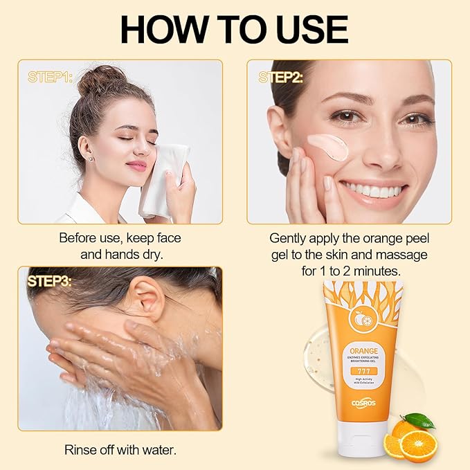 Orange Exfoliating Gel Scrub for Face and Body Skin, Deep Cleansing Moisturizing Skin Orange Peeling Gel, All Types Skin (1pc)