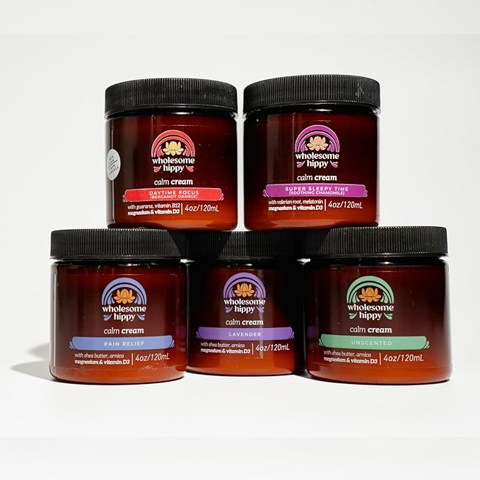 WHOLESOME HIPPY Calm Cream – Unscented Body Butter with Magnesium, Vitamin D3, Shea, Arnica & Turmeric – Vegan Hydrating Moisturizer for Sensitive Skin & Self-Care – 4oz