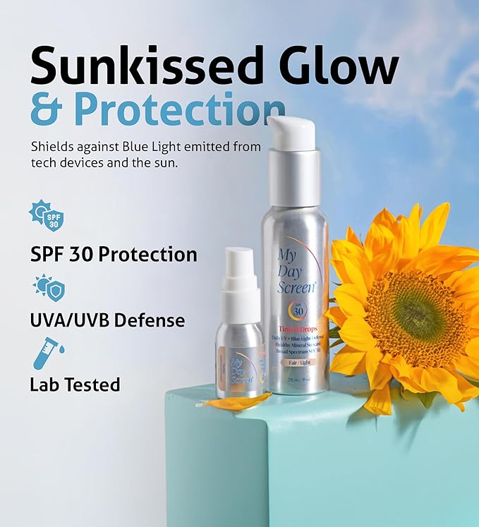 Tinted Sunscreen for Face, 3-in-1 Moisturizer with SPF 30, Face Sunscreen Protection, Tinted Drops to Match Light to Medium Skin Tones, 2 fl oz