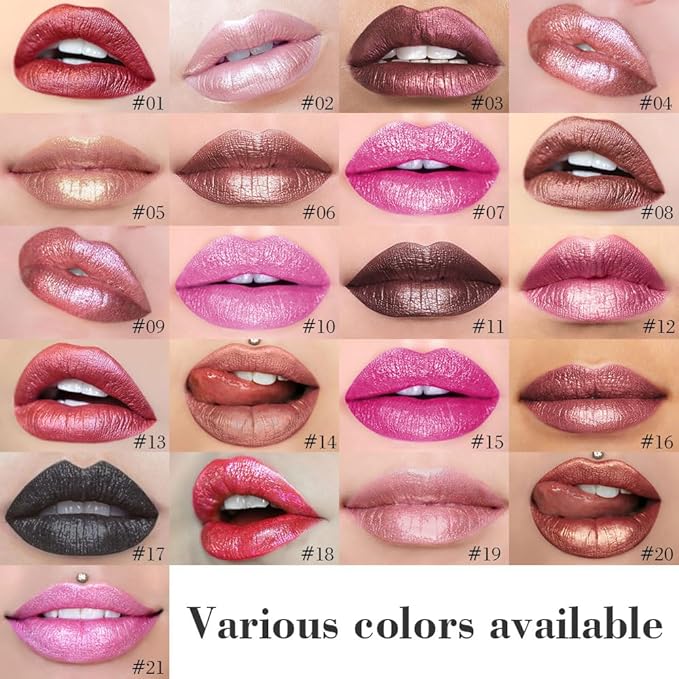 Kaely 2-in-1 Mauve Pink Metallic Lipstick and Lip Liner, Shimmer Liquid Metallic Lipsticks for Women, Glitter Lip Gloss Stain Long Lasting Waterproof Smudge Proof 24 Hour, Vegan Makeup, 12