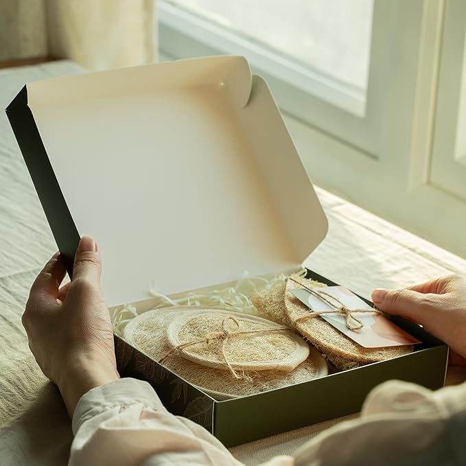 100% Natural Vietnamese Handcrafted Loofah Gift Set, Body Bath Scrubber, Face Exfoliating Sponge, Starter Kit with Gentle Cleansing (1 Box)