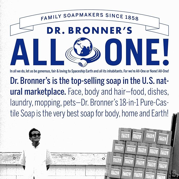 Dr. Bronner's - Pure-Castile Liquid Soap (Peppermint, 25 ounce) - Made with Organic Oils, 18-in-1 Uses: Face, Body, Hair, Laundry, Pets and Dishes, Concentrated, Vegan, Non-GMO (2-Pack)
