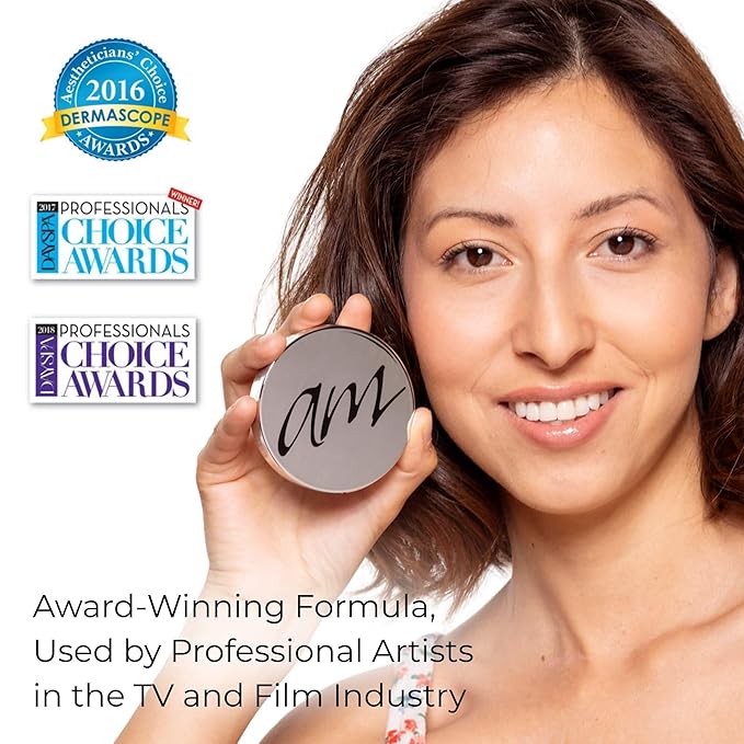 4-in-1 Pressed Foundation Powder with Natural SPF, Concealer & Finishing for Medium to Full Coverage Foundation, Mineral-Based (Angelina, .35 oz)