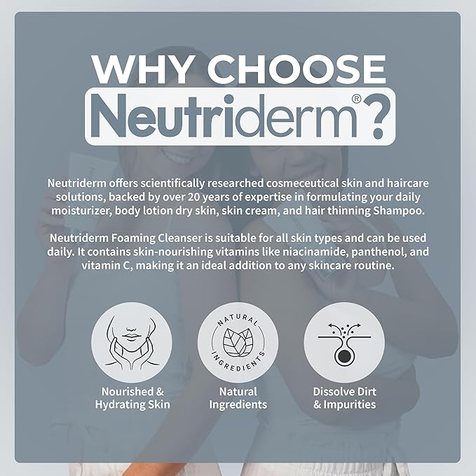 NEUTRIDERM Foaming Face Wash, Gentle Foaming Facial Cleanser with Niacinamide, Vitamin C & Panthenol, Hydrating Foam Cleanser for Double Cleanse, Makeup Remover, 150ml / 5 fl oz