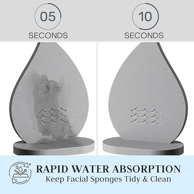 Facial Sponge Holder Compatibe with Buff-Puff Facial Sponge, Diatomite Water Absorbing Stone Drying Makeup Sponge Holder for Bathroom Counter