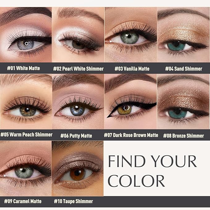 White Eyeshadow Stick, Matte Cream Eyeshadow Long-Lasting Crease-Proof Eye Brightener Stick High Pigmented Shadow Highlighter Makeup Pencil Crayon with Blending Brush & Built-in Sharpener