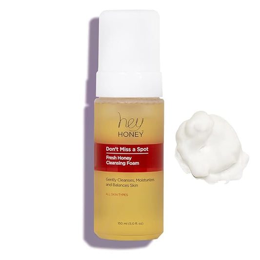 Hey Honey Don't Miss A Spot Fresh Honey Facial Cleansing Foam | Gently Remove Skin Oil and Other Pollutants From your Sensitive Skin | Clean and Cruelty-Free | 5 oz