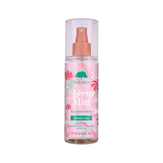 Tree Hut Merry Mint Fragrance Mist, Refreshing & Versatile Body Spray, Perfect for Layering, Holiday Gift & Stocking Stuffer, 6 fl oz