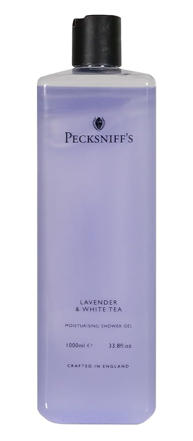 Pecksniff's 33.8 Fluid Oz Shower Gel (Lavender & White Tea) - Gentle Cleanser for Sensitive Skin - Moisturizing & Hydrating - All Natural Cruelty Free Body Wash - Vitamin B Enriched Body Wash
