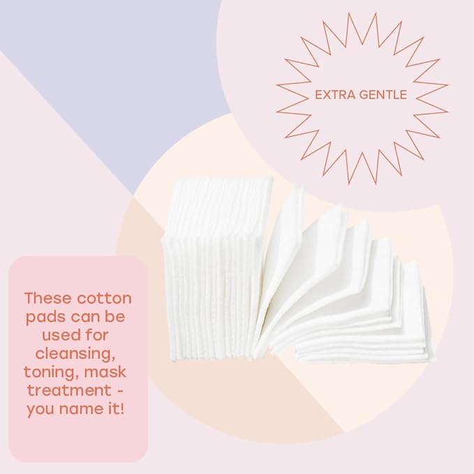 White Rabbit – Naked Cotton Classic – Premium 100% Cotton Pads for Toner Use, Makeup Remover, and Masks | Unbleached, Lint-Free, Extra Soft | Korean Skin Care Product (500 Count)