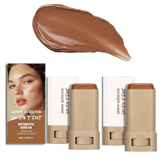 2PCS Beauty Balm Serum Boosted Skin Tint-A 3-in-1combining Foundation Stick, Lightweight solid Tinted Moisturizing Serum Contour Foundation Face for Women(#03)