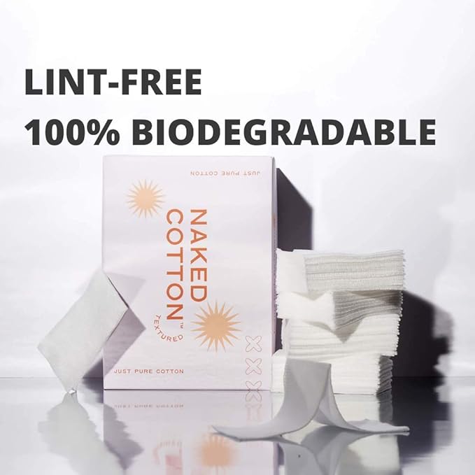 White Rabbit – Naked Cotton Textured – Unbleached Perforated Cotton Pads for Toner, Makeup Removal & Masks | Lint-Free, Exfoliating, Natural & Cruelty-Free | Korean Skin Care Product (100 Count)