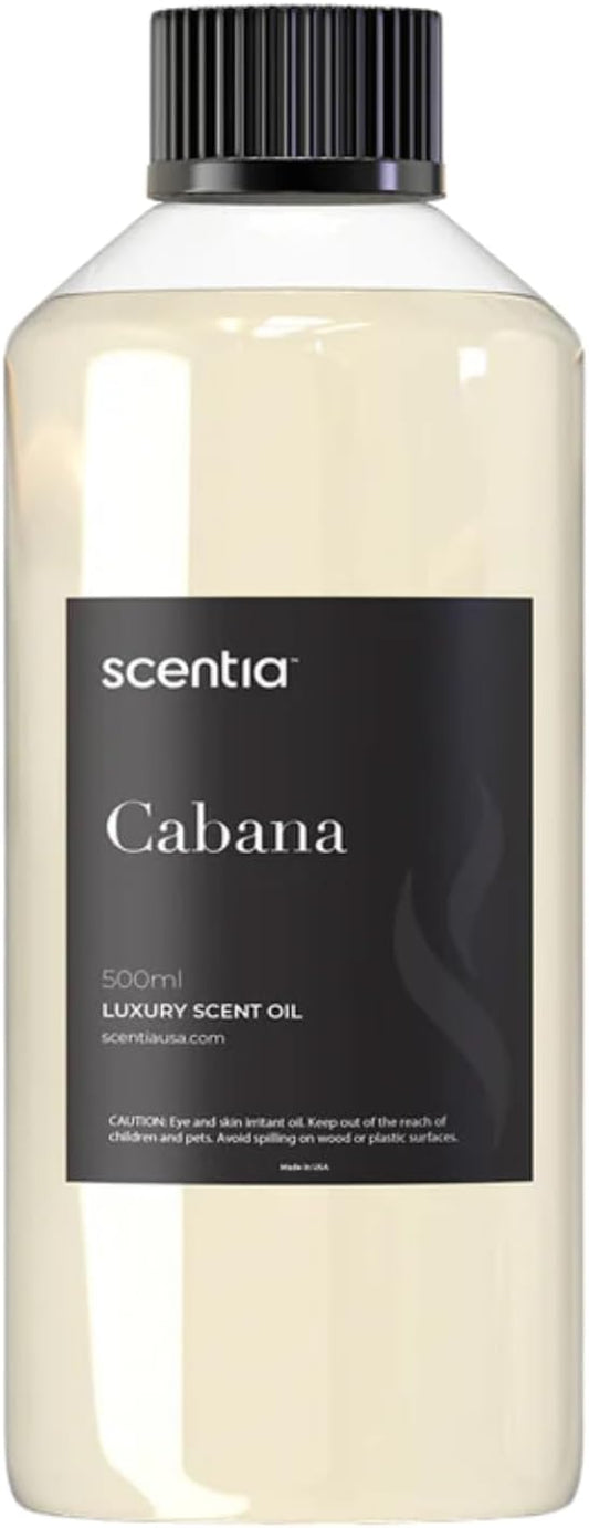 Scentia Hotel Diffuser Oil Inspired by 5-Star Hotel Scent - 500 ml 16.9 fl oz - Fragrance Oil Blend Jasmine, Bergamot Notes for Aromatherapy Diffusers and Humidifiers - Cabana, Thanksgiving Gift