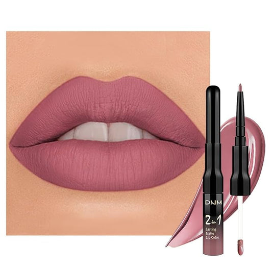 evpct 1Pcs Mauve Matte Lip Liner Stain Liquid Lipstick Makeup Set for Women, Mauve Lip Stick Liner Combo Long Lasting Waterproof Lipsticks labiales matte mate larga duracion Long Wear 24 hour Lipstick