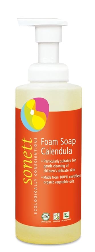 Sonett Organic Foam Soap Calendula for children liquid body care suitable for hands, face and body (1 Count) Certified Organically Grown