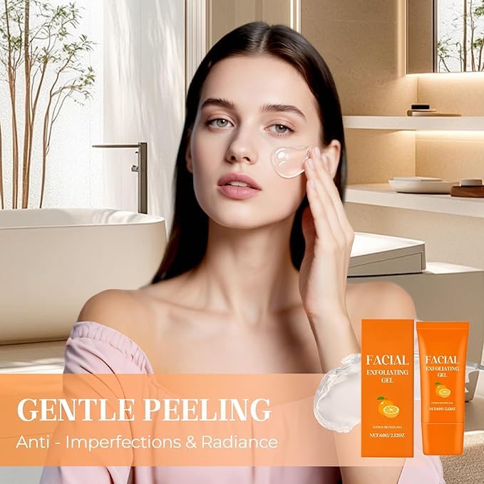 Facial Exfoliating Gel, Orange Exfoliating Gel Scrub for Face and Body, Orange Peeling Glue Remove Blackheads & Moisturize Skin for All Types Skin (A-2Pcs, One Size)