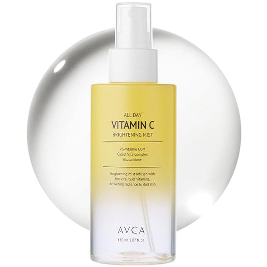AVCA All Day Vitamin C Brightening Face Mist – Hydrating & Revitalizing Facial Spray with Glutathione & Vitamin Complex, Korean Skincare for Radiant Soothing Glow, 5.07 fl oz