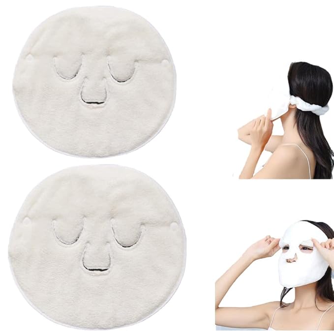 Angzhili 2 Pcs Hot Compress Face Towel Masks, Reusable Facial Steamer Towel for Hot Cold Skin care,Moisturizing Face Steamer, Beauty Facial Towel for Home and Beauty Salon