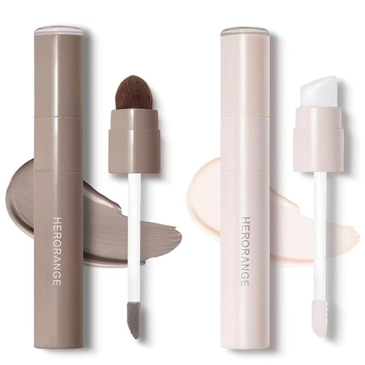 2PCS Cool Toned Liquid Contour & Highlighter Stick for Fair Pale Light Skin, Grey Nose Contour Sitck, Cream Face Shaping Makeup Kit Long-Lasting & Matte Finish Vegan & Cruelty-Free#01 Cool Toned Set