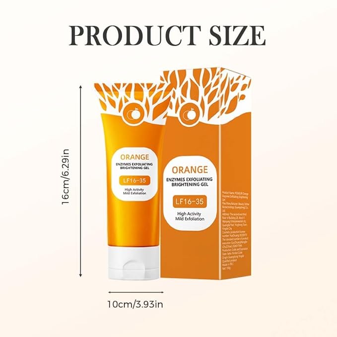Orange Enzymes Exfoliating Gel, Orange Enzymes Exfoliating Gel, Oranges Exfoliatings Gels for Face and Body, Deep Clean Pores Remove Blackheads for All Skin Types (1 Pcs)