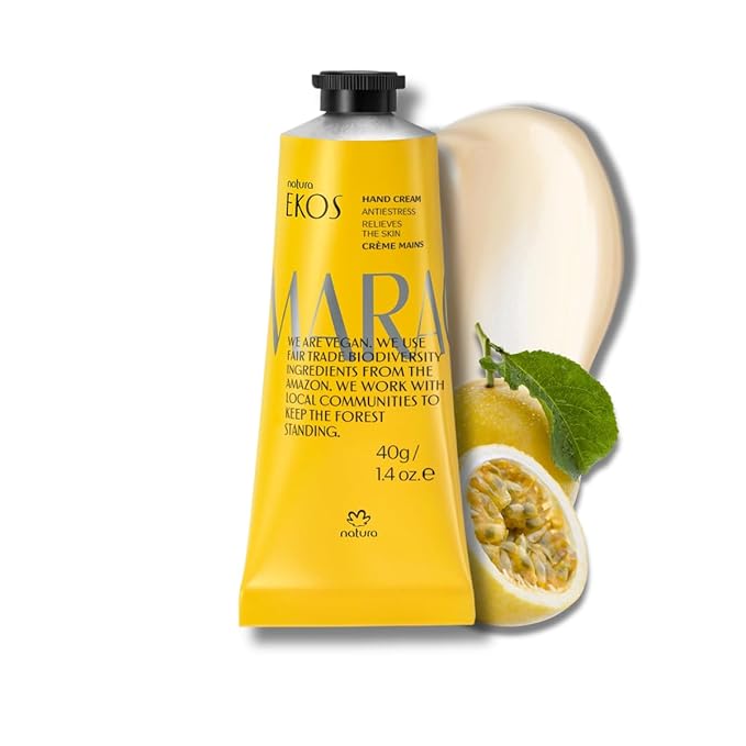 Natura - Ekos Passion Fruit Hand Cream - Calming Balm - Fast Absorption - 24-Hour Deep Hydration Skin Moisturizer - Vegan Skin Care - Brazilian Beauty Secrets - Self Care & Body Care - 1.41oz (40g)