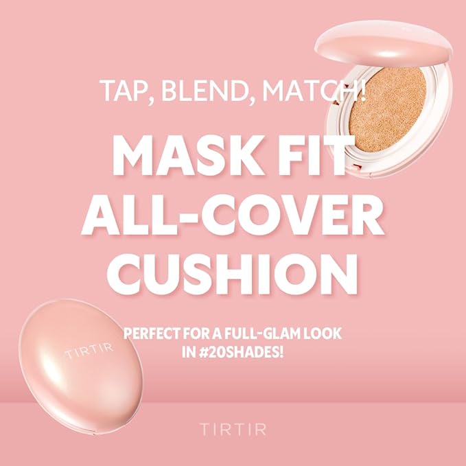 [*Mini Size*] TIRTIR All Cover Pink Cushion | Korean Cushion Foundation, (#21C Cool Ivory, 0.15 Fl Oz)