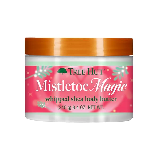Tree Hut Mistletoe Magic Whipped Shea Body Butter, Long-Lasting Hydration for Soft, Smooth Skin, Nourishing Essential Body Care, Lightweight Moisturizer, Holiday Gift & Stocking Stuffer, 8.4 fl oz