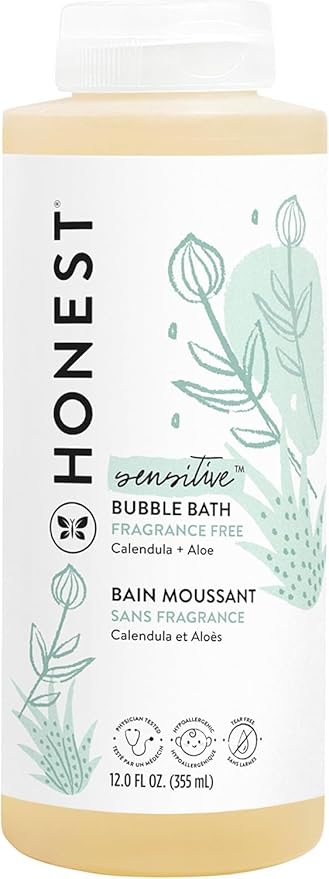 The Honest Company Foaming Bubble Bath Gentle for Baby Naturally Derived Tear-free Hypoallergenic Fragrance Free Sensitive 12 fl oz