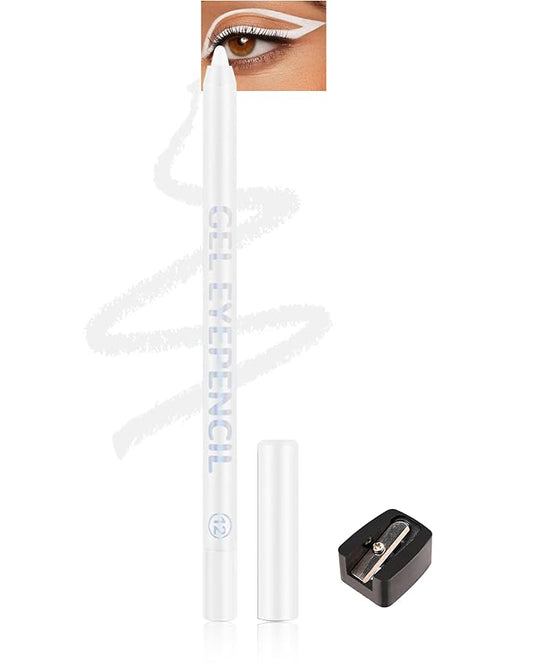 Waterline Gel Eyeliner Pencil, White Matte Waterproof Long Lasting Cream Eye Liner Pencil with Sharpener, Hypoallergenic Highly Pigmented Precision Smudge-Proof Smooth Eyeliner Makeup Pen for Women-12