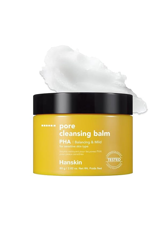 Hanskin PHA Pore Cleansing Balm – Korean Melting Balm Cleanser for Blackheads | Gentle Makeup Remover for Sensitive Skin | Solid-to-Oil Cleanser with PHA & Nourishing Oils | K-Beauty | 2.82 oz