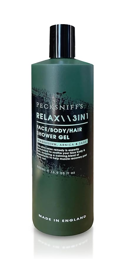 Pecksniff's Relax Magnesium 3-in-1 Arnica & Sage Shower Gel | 500ml /16.9 Fl Oz