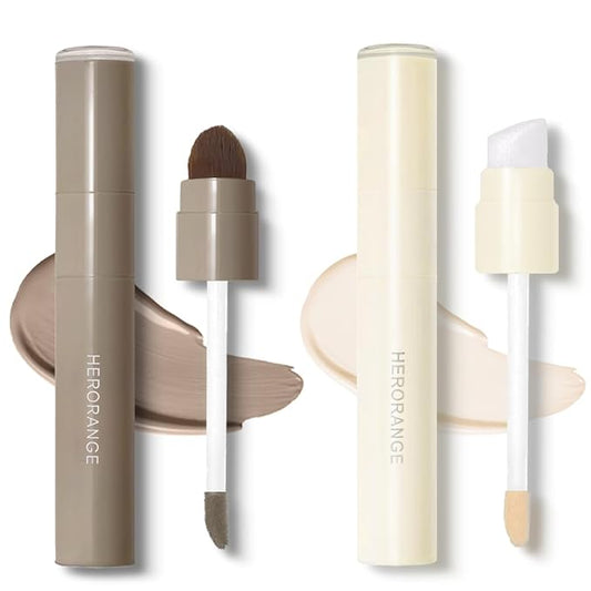 2PCS Cool Toned Liquid Contour & Highlighter Stick for Fair Pale Light Skin, Grey Nose Contour Sitck, Cream Face Shaping Makeup Kit Long-Lasting & Matte Finish Vegan & Cruelty-Free#02 Warm Toned Set