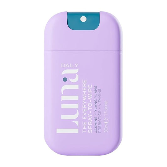Luna Daily Mini Body Cleansing Spray | Instant Cleansing & Hydration for Feminine & Body Care | pH-Balanced & Moisturizing | Fresh Jasmine & Ylang Ylang Scent | Odor Control & Pregnancy-Safe, 30ml