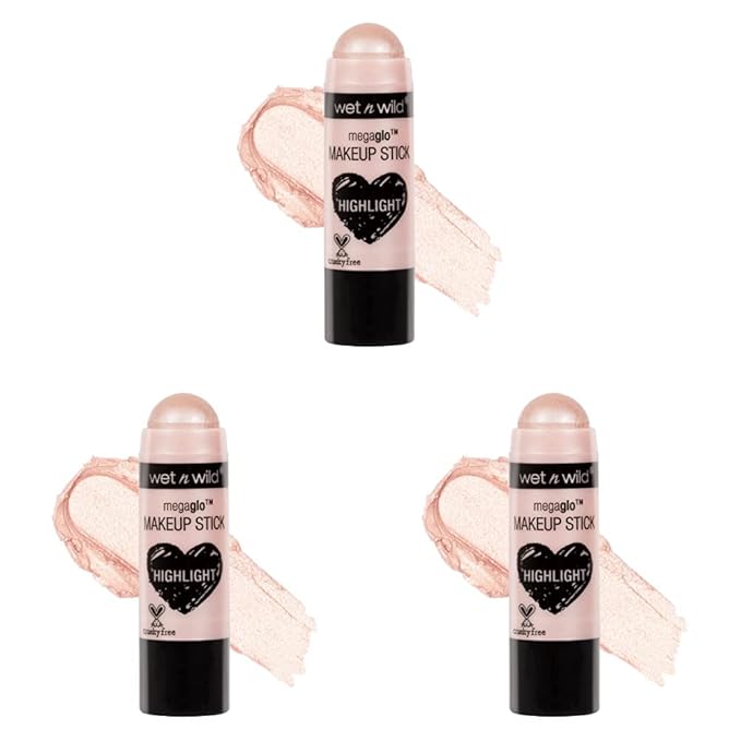 Wet n Wild MegaGlo Conceal & Contour Highlighter Stick, When The Nude Strike | Matte | Face Multistick Makeup (Pack of 3)