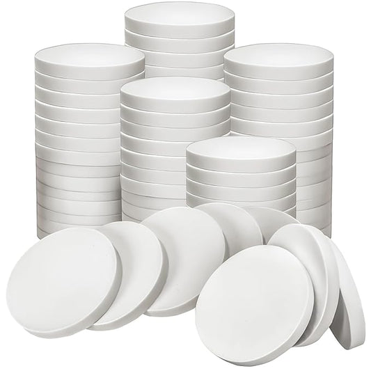 MotBach 100 PCS White Round Makeup Sponge, Cosmetic Sponge Round Foam Pad Eye Facial Powder Puff, Beauty Makeup Foundation Powder Blender for Women Lady All Skin Types Wet and Dry Dual Use