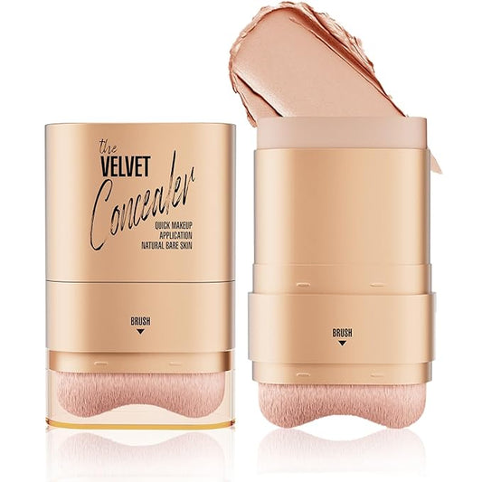 Double-ended Concealer Stick Foundation Stick with Built-in Soft Brush and Natural Finish Concealer Foundation Sticks for Multi-Use Face Makeup (#151 Nude Apricot)