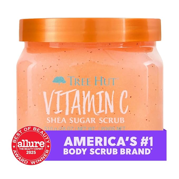 Tree Hut Vitamin C Shea Sugar Scrub, 18 oz, Ultra Hydrating and Exfoliating Scrub for Nourishing Essential Body Care