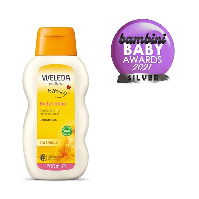 Weleda Baby Calendula Comforting Body Lotion, Plant Rich Moisturizer with Calendula, Chamomile, Sweet Almond and Sesame Oils, 6.8 Fl Oz (Pack of 2)