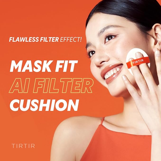[*Mini Size*] TIRTIR Mask Fit Ai Filter Cushion Foundation | AI-Like Semi-Matte Finish - Up to 72-Hour Medium to Full Coverage Korean BB Cushion Make up Beauty, #17C Porcelain, 0.15 Fl Oz