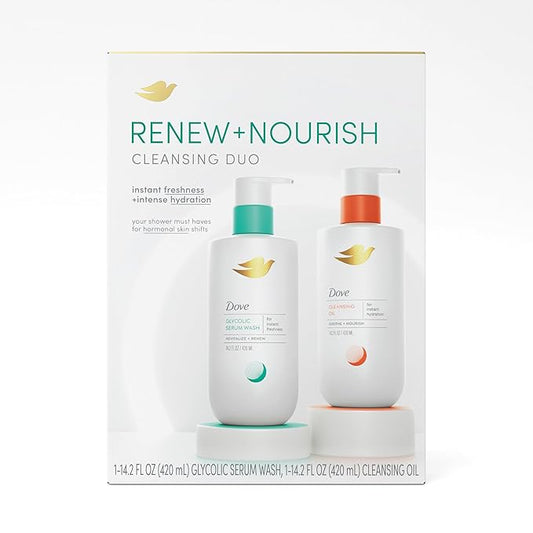 Dove Body Wash 2 Count Limited Edition Gift Pack to Moisturize and Control Odor from Hormonal Skin Sifts 14.2 Fl oz