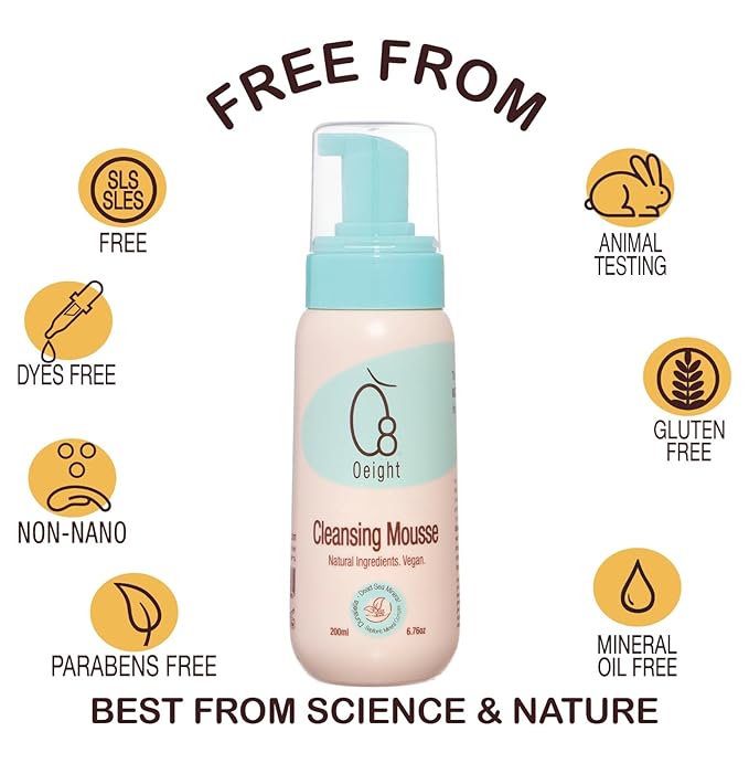 Cleansing Mousse: Natural Baby Body Wash Foam with Dunaliella Salina, Dead Sea Minerals, Soothes, Softens, Energizes, Protects Skin, 6.76 Oz