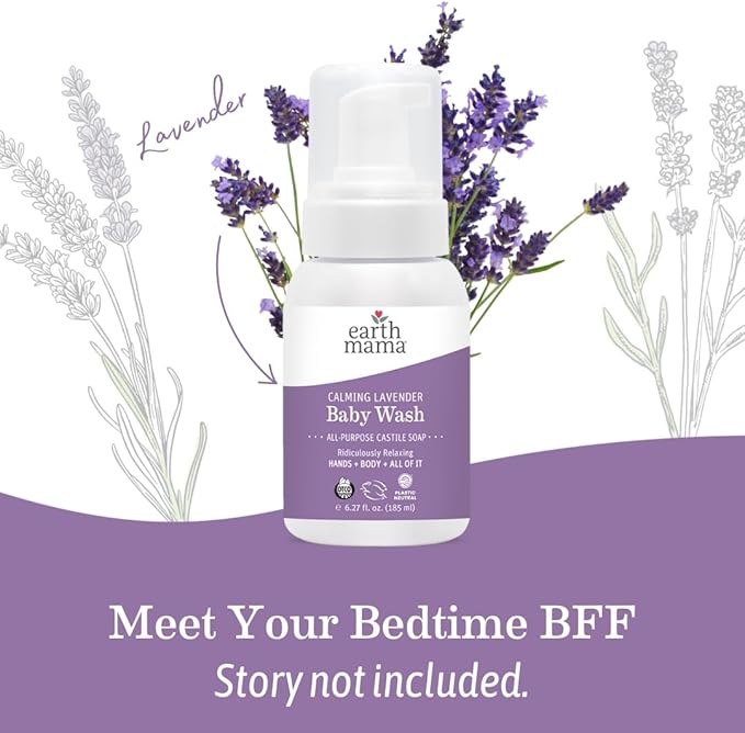 Earth Mama Calming Lavender Baby Wash Liquid Foaming Hand Soap, Organic All-Purpose Lavender Body Wash for Sensitive Skin, Castile Soap with Coconut Oil, Shea Butter, & Calendula