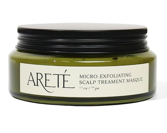ARETÉ Micro-Exfoliating Scalp Scrub Treatment Masque + Scalp Cleanser, Deep Conditioning Hair Mask for Damaged Hair and Growth, Bamboo Extract + White Willow Bark, Snow Mushroom, Made in USA, 5.3oz