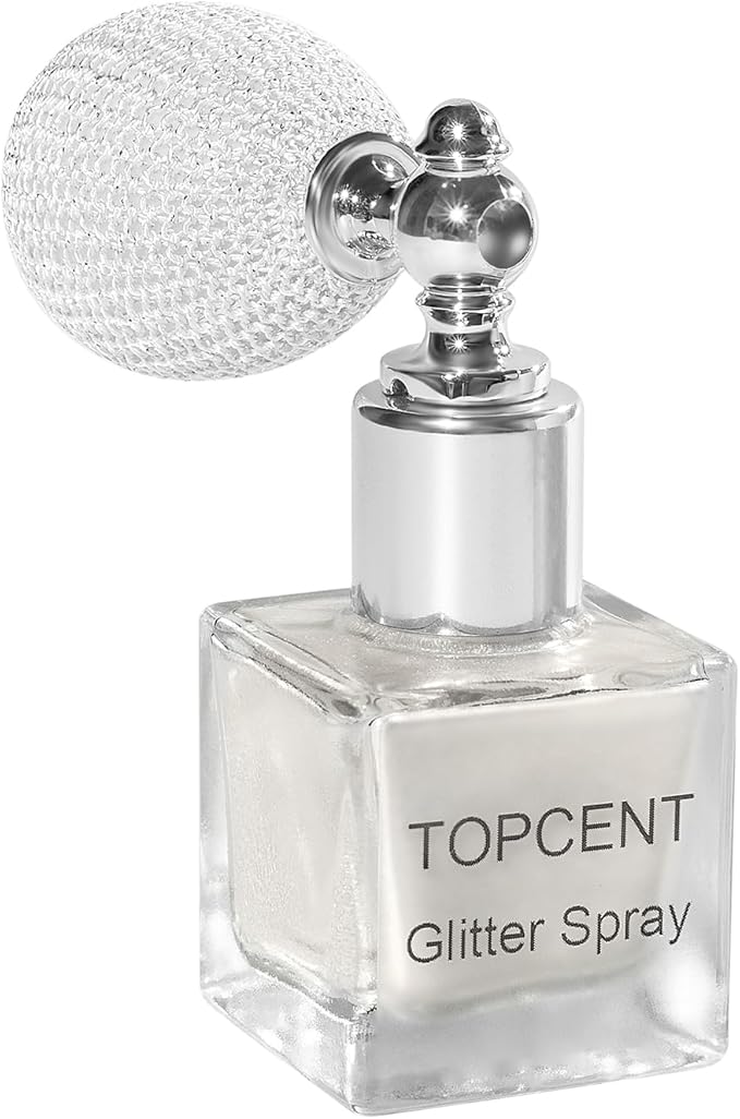 Shimmering Spray Powder Sparkle Powder, Body Glitter Face High Gloss Spray Highlighter Loose Makeup for Women Hair Nails Makeup (7#Pearl White)