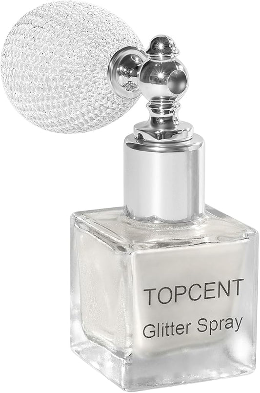Shimmering Spray Powder Sparkle Powder, Body Glitter Face High Gloss Spray Highlighter Loose Makeup for Women Hair Nails Makeup (7#Pearl White)