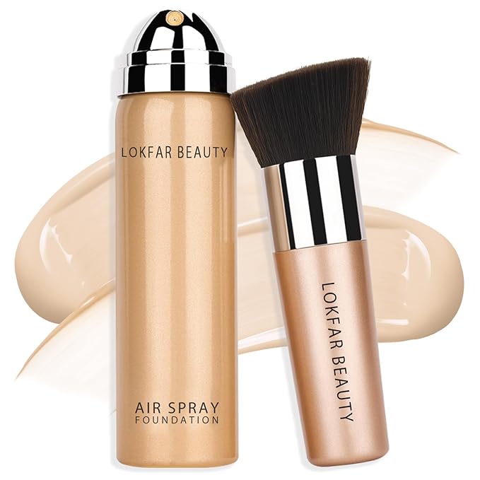 AirBrush Foundation Spray, Silky Mist Spray Makeup Kit with Brush, Full Coverage Foundation for Smooth Radiant Finish, Formula Breathable Lightweight Hydrating | #A06 Pearl